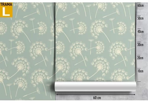 Carta da Parati soffioni fiori stilizzati pattern vintage. 2