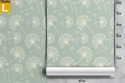 Carta da Parati soffioni fiori stilizzati pattern vintage.