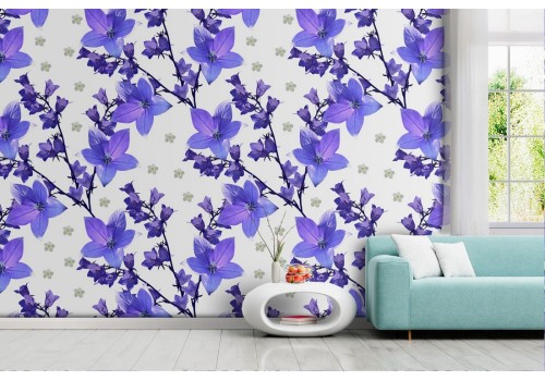Modern nature wallpaper with stylized purple leaves.