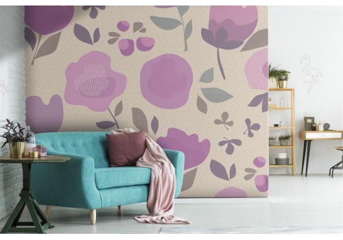 Abstract pink flowers nature pattern wallpaper.