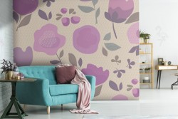 Abstract pink flowers nature pattern wallpaper.