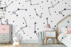 Carta da Parati stelle stilizzate cameretta bambini.