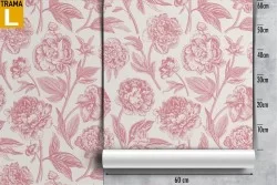 Carta da Parati fiori vintage stilizzati rosa.
