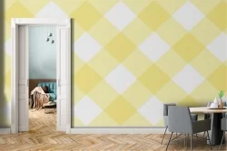 Carta da Parati decorazione geometrica righe giallo.