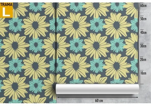 Wallpaper yellow flowers stylized nature pattern. 2