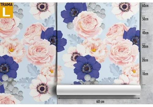 Pink and blue flowers wallpaper nature pattern. 2