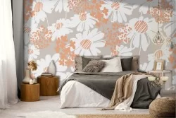 Carta da Parati margherite fiori natura vintage.