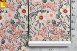 Carta da Parati fiori natura vintage pattern rosa.