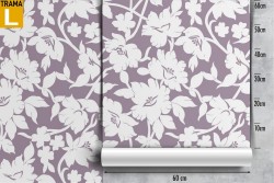 Modern stylized nature white flowers wallpaper.