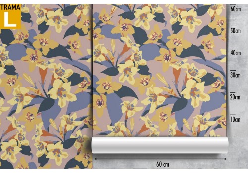 Carta da Parati fiori gialli natura moderna pattern. 2