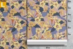 Yellow flowers modern nature pattern wallpaper.