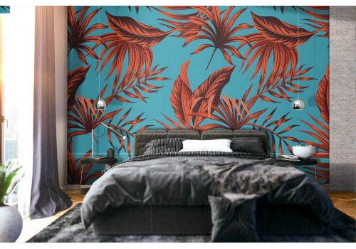 Modern nature wallpaper with orange leaves.