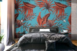 Modern nature wallpaper with orange leaves.