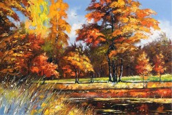 Wallpaper landscape trees painted art nature.