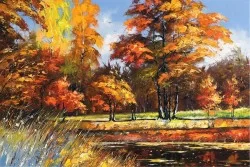 Wallpaper landscape trees painted art nature.