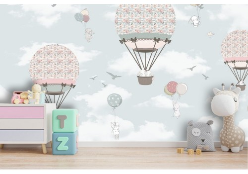 Carta da Parati bambini mongolfiere e palloncini 2