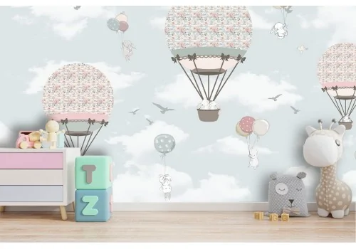 Children's wallpaper with hot air balloons and balloons 2