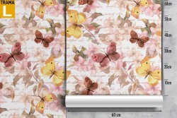 Carta da Parati fiori e farfalle natura pattern.