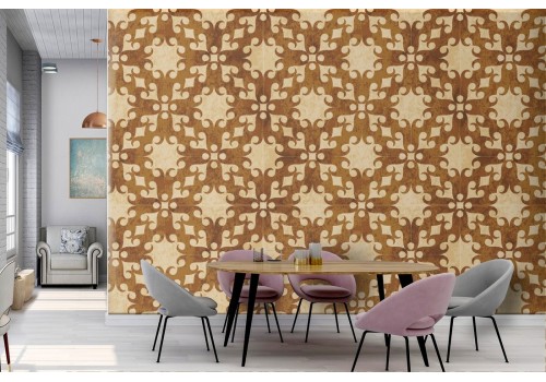 Brown vintage geometric wallpaper decoration.