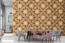 Brown vintage geometric wallpaper decoration.