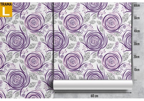 Modern nature wallpaper with stylized purple flowers. 2