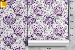 Modern nature wallpaper with stylized purple flowers.
