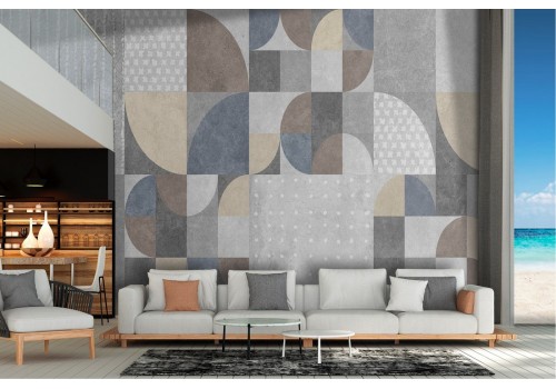 Wallpaper with concrete surface and geometries