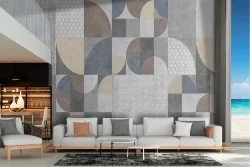 Wallpaper with concrete surface and geometries