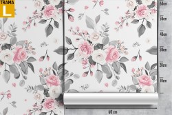 Carta da Parati fiori rose bianche rosa natura vintage.