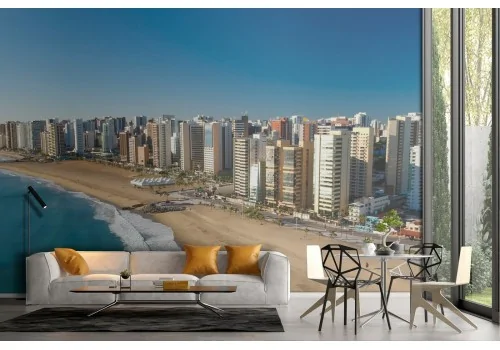 Carta da Parati paesaggio città sull'oceano