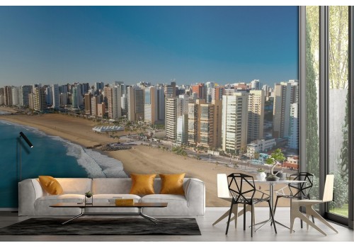 Wallpaper landscape city on the ocean