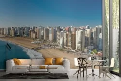 Wallpaper landscape city on the ocean
