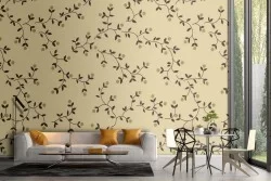Carta da Parati decorazione vintage natura stilizzata foglie.