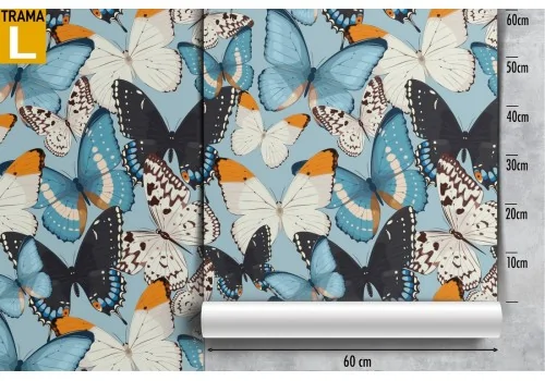 Modern nature wallpaper with blue butterflies. 2