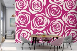 Carta da Parati rose natura fiori stilizzati moderna.