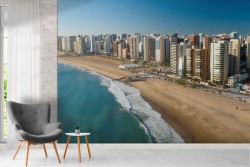 Wallpaper landscape city on the ocean