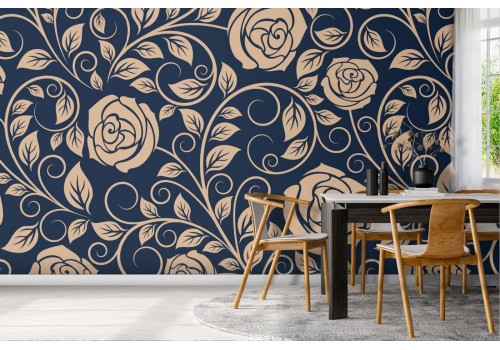 Wallpaper nature stylized vintage flowers.