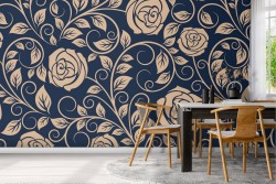 Carta da Parati natura fiori stilizzati vintage.