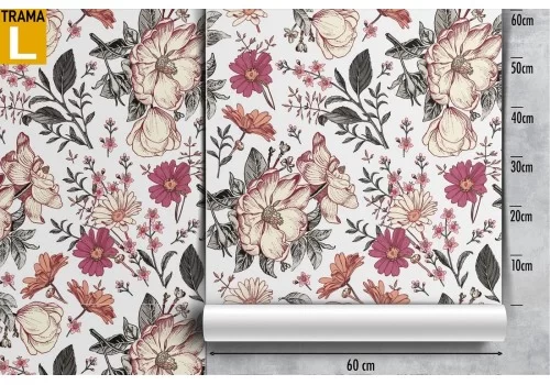 Carta da Parati fiori bianchi natura vintage raffinata. 2