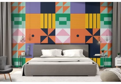 Carta da Parati decorazione vintage geometrie astratte.