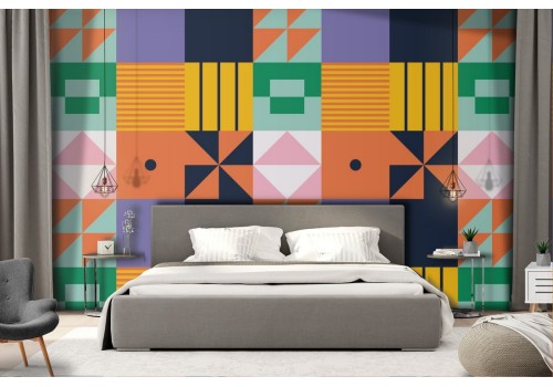 Vintage wallpaper with abstract geometries decoration.