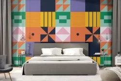 Carta da Parati decorazione vintage geometrie astratte.