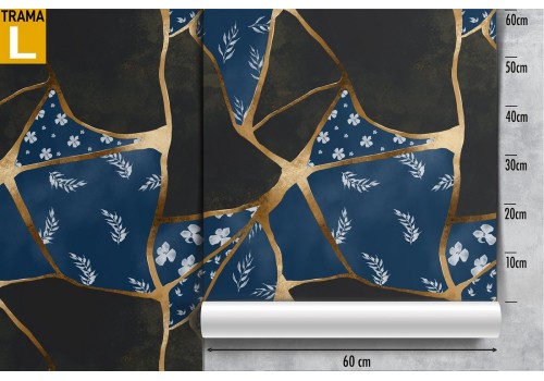 Black marble wallpaper with gold luxury pattern decorations. 2