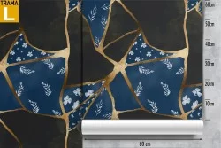 Black marble wallpaper with gold luxury pattern decorations.