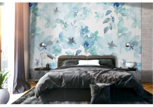 Abstract flower wallpaper blue nature pattern.