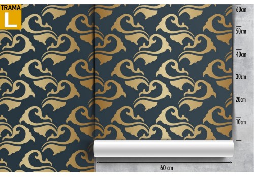 Carta da Parati onde stilizzate oro decorazione luxury. 2