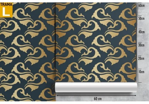 Carta da Parati onde stilizzate oro decorazione luxury. 2