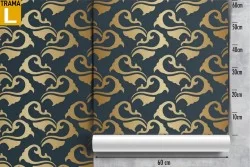 Carta da Parati onde stilizzate oro decorazione luxury.