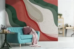 Carta da Parati decorazione astratta moderna rosso.