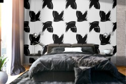 Wallpaper with stylized birds nature pattern.